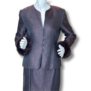 Lillie Rubin Two Piece Fur Cuff Skirt Set